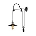 BAYCHEER Industrial Adjustable Gooseneck Wall Sconce Mounted Lamp Pulley Wall Lamp Wheel Wall Light use E26 Light Bulb Socket for Indoor Restaurant Barn, Black
