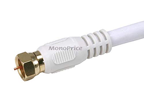 Image of Monoprice 100ft RG6 (18AWG) 75Ohm, Quad Shield, CL2 Coaxial Cable with F Type Connector - White