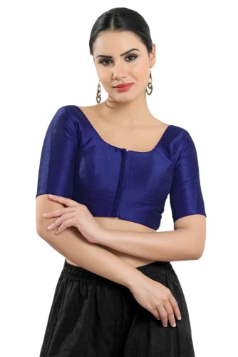 Image of Vamas Women's Silk Padded Self Design Half Sleeve Readymade Saree Blouse (X-766.N)