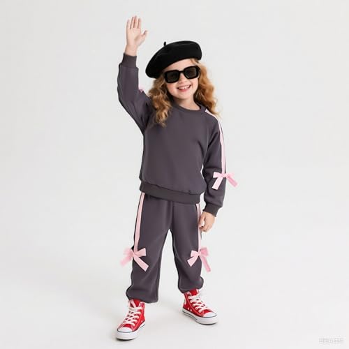 Image of 2025 Girls Sweatsuit Set Cute Hooded Sweatshirt & Jogger Pants with Pocket Casual Outfuts Set