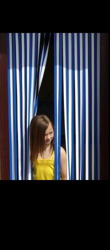 Caravan/RV Door Strip Blind - Bug and Fly Screen Curtain in Blue & White