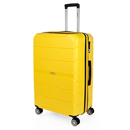 Jaslen - Maleta Viaje Grande, Maleta Grande 23 Kilos, Maletas De Viaje, Maletas Grandes Con Espacio Y Comodidad. Material Resistente Pp. Candado Con Combinacion Tsa 161470, Amarillo Jaslen - Maleta Viaje Grande, Maleta Grande 23 Kilos, Maletas De Viaje, Maletas Grandes Con Espacio Y Comodidad. Material Resistente Pp. Candado Con Combinacion Tsa 161470, Amarillo