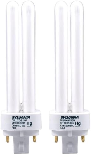 Sylvania 20671 Compact Fluorescent 4 Pin Double Tube 3500K, 13-watt (Pack of 2)
