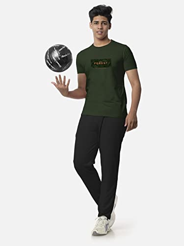 Image of BULLMER Black Trendy Typographic Printed Round Neck Half Sleeve Tshirt for Men
