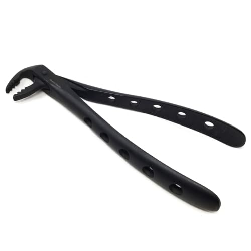 IMEDS Black Dental Extracting Forceps #2074AE with Serrated Angled Parrot Shaped Beaks Tooth Extraction German Stainless Steel Dentist Training Tools