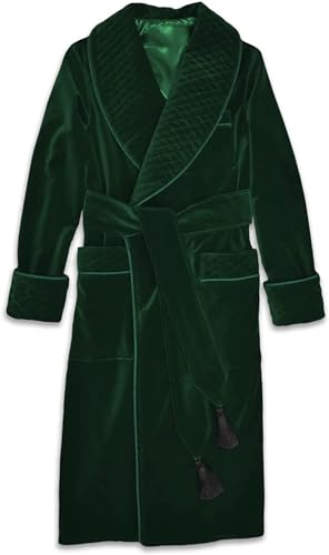 Design star studio. Men Green Long Smocking Jacket. Quilted Robes Design Luxury Velvet Gown Green Quilted Designs.