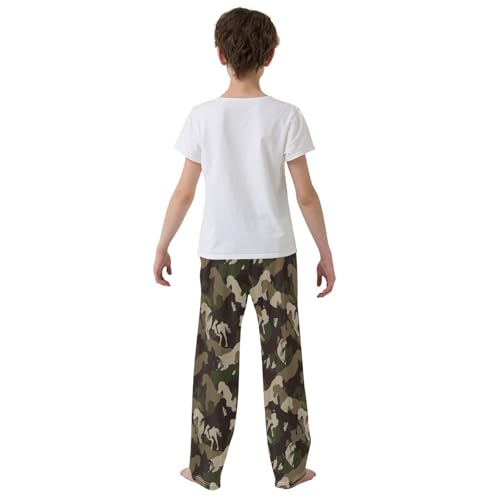 ZZXXB Horse Camouflage Boys Long Pants Soft Trousers Elastic Waist Kids Lounge Bottoms with Pockets S-XL3