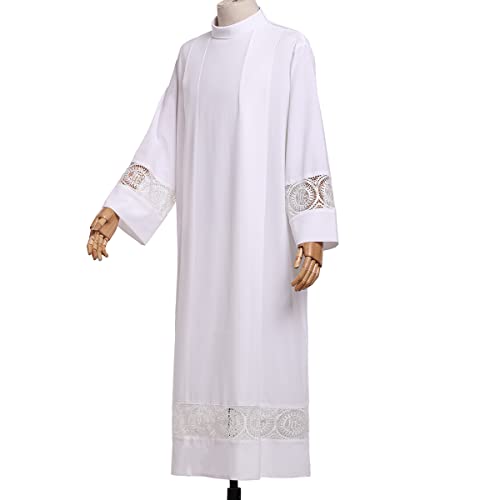 BLESSUME Catholic Priest Alb Pleated Lace Pulpit Liturgical Cotta Vestment Robe3