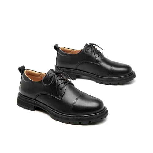 BEAU TODAY Sapatos femininos Oxford robustos, plataforma Oxford, sapatos femininos clássicos de bico