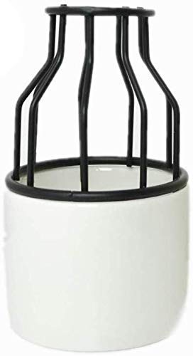 Vase en céramique et fer forgé noir pour décoration florale moderne