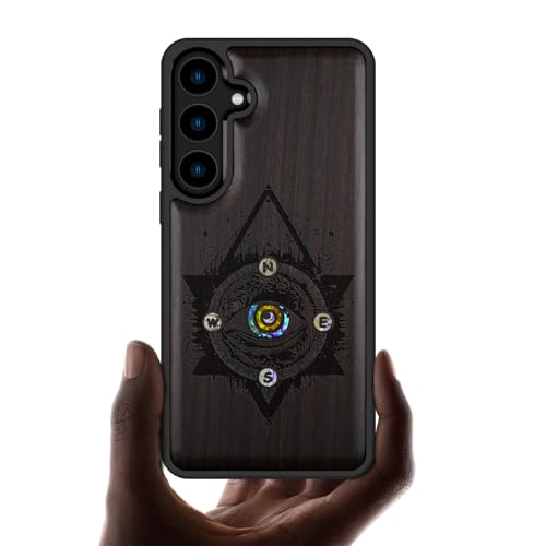 Étui unique compatible avec Samsung S24 idée cadeau en bois gravé d'art