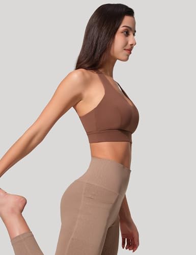 Sports Bras for Women Criss Cross Back - V Neck Adjustable Wide Straps High Support Removable Pad Gym Crop Tank Tops3