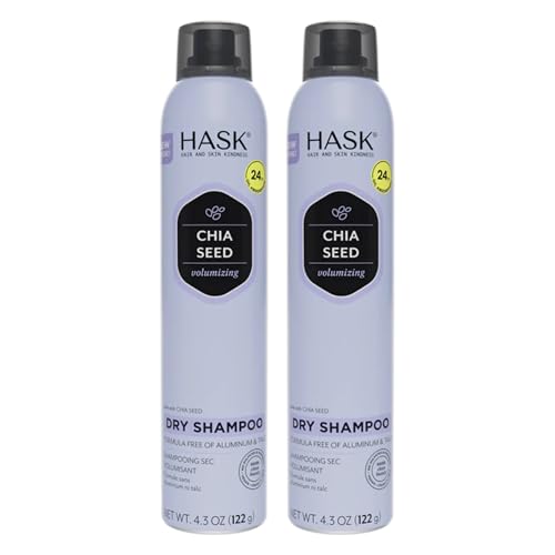 HASK Chia Seed Volumizing Dry Shampoo Kits for all hair types aluminum free no sulfates parabens phthalates gluten or artificial colors (6.5oz-Qty2)