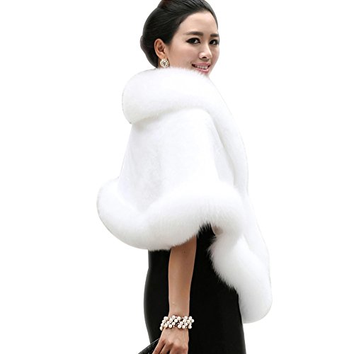 Women's Faux Fur Coat Wedding Cloak Cape Shawl for Evening Party3