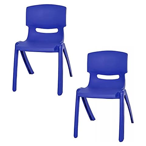 east2eden Set of 2 Stackable Kids Children Plastic Chair Up To 60kg (Blue) Cover