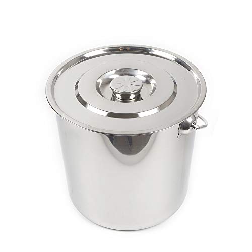 SHIOUCY Seau Seau INOX Seau Cuisine Seau Alimentation Seau Lait Seau Champagne Refroidisseur Seau Ice avec Couvercle INOX (20 litres) Cover
