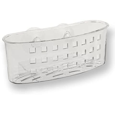 Handy Housewares Kitchen Sink Caddy Dish Soap Scrubber Sponge Holder Basket with Suction Cups - Clear (1 Pack) Cover