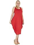  Ladies Womens Italian Lagenlook Quirky Sleeveless Racer Back Plain Viscose Tulip Maxi Dress One Size (One Size, Red)