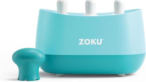 ZOKU New Triple Quick Pop Maker, Create 3 Popsicles in Minutes, Includes Super Tool, 6 Sticks and Drip Guards, 2 Pour Cups, and Character Kit, Blue