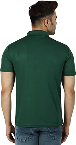 Image of Regular Fit Solid Men Polo Neck Collar T-Shirt Pack of 1 Dark Green