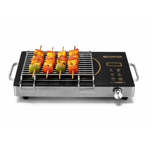 Image of LONGER 2500W Infrared Cooktop with Grill Rack - Dual Control (Touch + Knob), Crystal Glass Hot Plate, Digital Display, 240V Portable Electric Stove, Universal Cookware Compatible