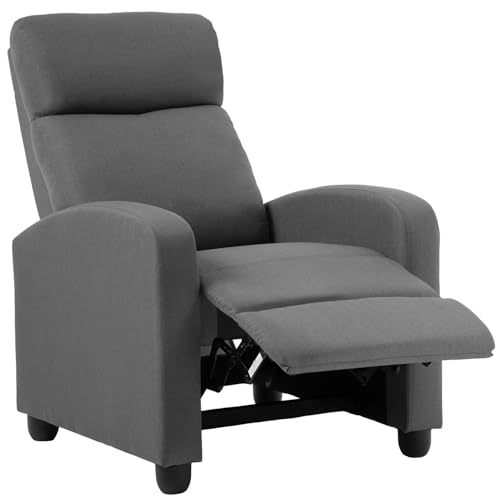 BestMassage | Recliner Chair | No Massage Function | Textile Grey | with Lumbar Support, Adjustable Push Back, Wide Armrests, Footrest & Padded Seat | Easy Assembly | for Living Room, Home Theatre