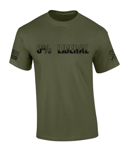 Trenz Shirt Company Mens Patriot Pride Zero 0% Liberal Political Funny Short Sleeve T-Shirt - Military Green - X - Large