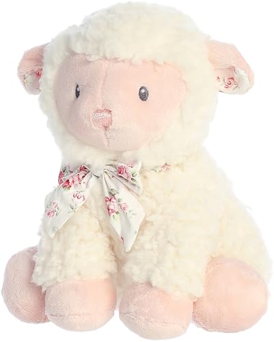 Image of Aurora® Playful Blessing Lamb™ Girl Lamb™ Baby Stuffed Animal - Comforting Companion - Imaginative Play - Pink 9 Inches