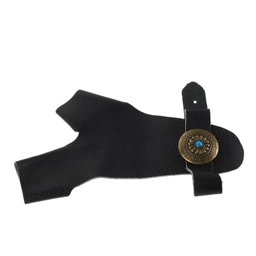 Yardwe Archery Thumb Finger Tab Finger Guard Glove for Men Women Handmade Bowstring Protector for Recurve Bows for Outdoor Training and Practice Black Left Handed Design