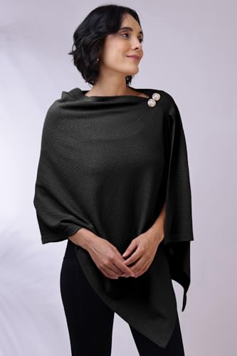 Image of Zelena Cotton Bamboo Blend Premium Nursing Cover for Breastfeeding | Breastfeeding Cover for Mothers | Feeding Shawl for Mother | Breathable Nursing Covers | Poncho for Mom (Black)