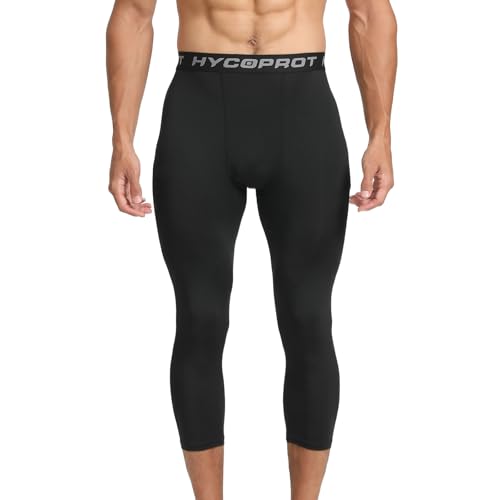HYCOPROT Mens 3/4 Compression Leggings Athletic Tight Sprots Compression Pants Cool Dry Base Layer Trousers for Running Workout Sports Yoga Basketball - Image 4