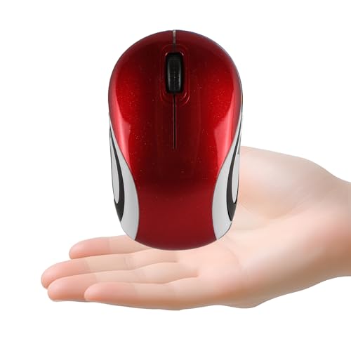 Usbkingdom Mini Small Wireless Mouse for Travel Optical Portable Mini Cordless Mice with USB Receiver for PC Laptop Computer (Red)