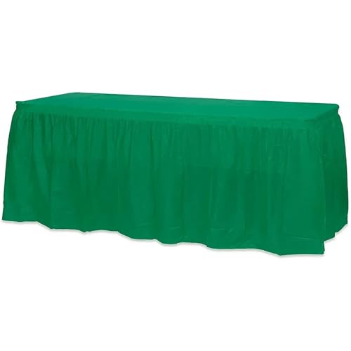 Nappe rectangulaire en plastique avec jupe de table verte pour fête