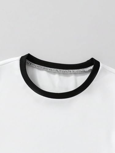 OYOANGLE Girl's 2 Pack Short Sleeve T Shirts Contrast Binding Round Neck Summer Casual Tee Tops3