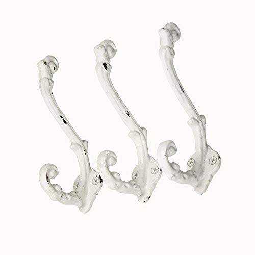 The-Metal-Magician-Wall-Mounted-Antique-Cast-Iron-Vintage-Style-Wall-Hooks-for-Coats-Bags-Towels-Hats-Set-of-3-Distressed-White The Metal Magician Wall Mounted Antique Cast Iron Vintage Style Wall Hooks for Coats Bags Towels Hats Set of 3 Distressed White