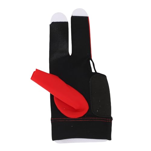 JAOCDOEN Left Hand Pool Glove 3 Finger Nylon Comfortable Elastic Universal Adjustable Billiard Pool Glove (Red)