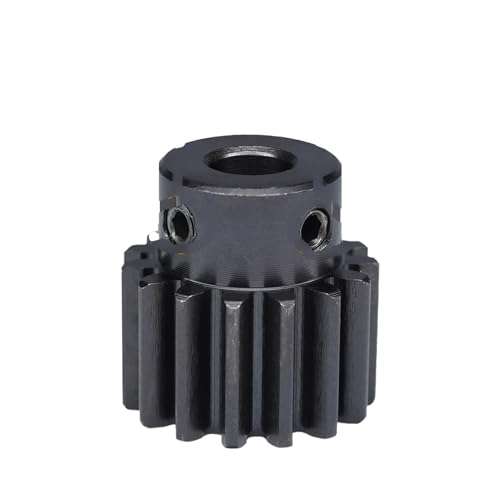 Bevel Gear Pinion Hardware Mechanical 1.5 Module Spur Gear 1.5M-15T/16T Carbon Steel Material Blackening High Frequency Quenching Gear Bore Size 5/6/6.35/7/8 Mm(1.5M15T (Bore 6.35))