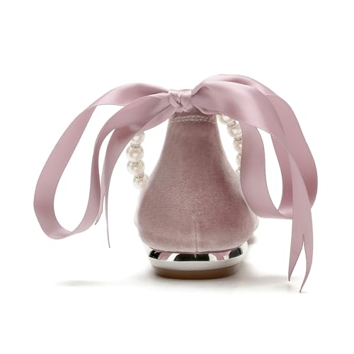 Women Pointed Toe Pearl Wedding Flats Bridal Shoes Prom Evening Bridal Party Dress Flats1.5Cm3