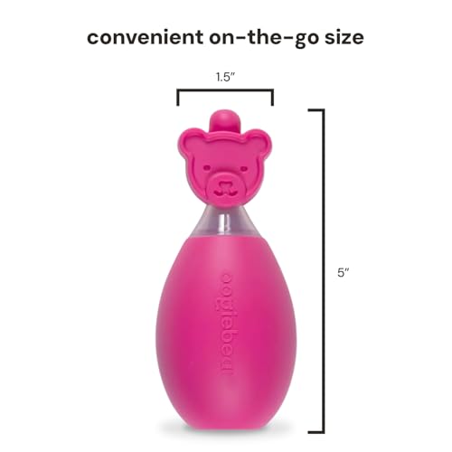 oogiebear: Baby Nasal Aspirator - Safe Booger & Earwax Remover for Newborns, Infants, Toddlers - Better Syringe, Airtight Suction, Nose Sucker - Essential Baby Stuff, Diaper Bag Must-Haves, Pink