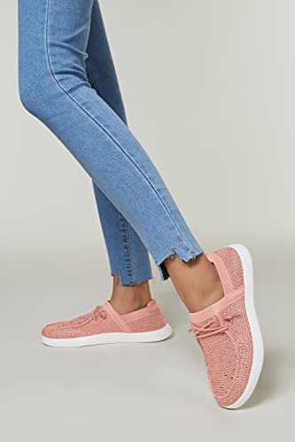 Image of BELOS Women's Rhinestone Lace Up Loafers Shoes | Comfortable Slip On Mesh Knit Walking Shoes Fashion Lightweight Sparkly Glitter Sneaker