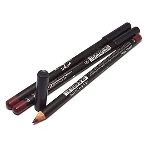 3 Pcs x Italia Deluxe [ 1064 Hazelnut ] Ultra Fine Lip liner Pencil Lipliner Set + Free Zipper Bag Cover