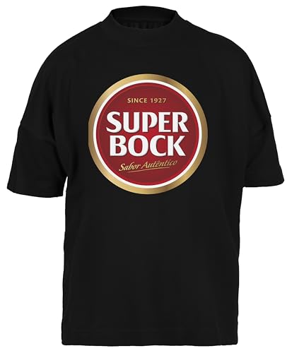 Super Bock Since 1927 Logo Camiseta Holgada Negra para Hombre Mujer Unisex Mangas Cortas Black Baggy Tshirt Unisex