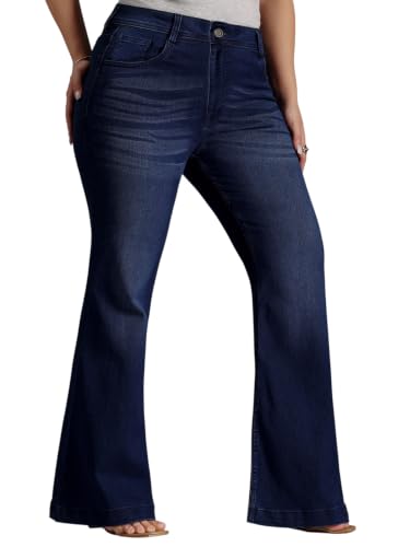 Image of Miss Chase A+ Women's Wide Leg High Rise Regular Length Stretchable Denim Jeans