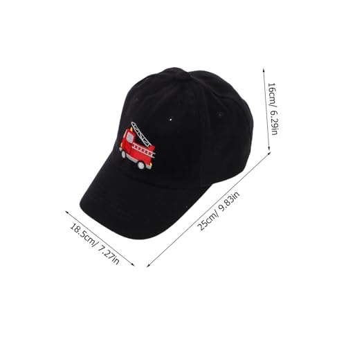 Boy Girl Breathable Sun Hat with Fire Truck Embroidery Baseball Cap for Outdoor Activities for School Travel and Camping Black2