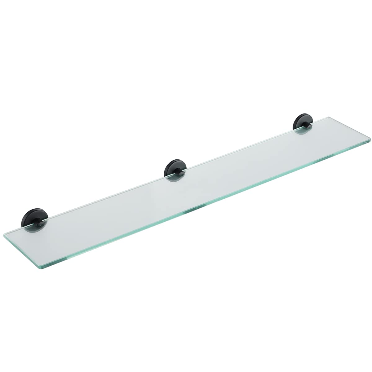 JQK Bathroom Glass Shelf Black, Tempered Glass Shower Storage 30 by 5 inches, 304 Stainless Steel Matte Black Wall Mount, TGS101L30-PB