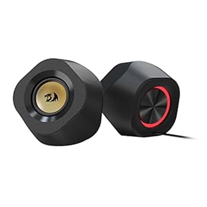 Redragon GS590 Wireless RGB Desktop Speakers, 2.0 PC Computer Stereo Speaker w/BT 5.0/AUX/USB Mode, Compact Size, Back Ambient RGB Backlight and Easy-Access in-line Control Box, USB Powered