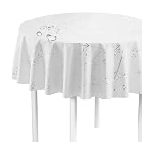LILENO HOME Mantel lavable por metros, 140 cm, redondo (borde cortado) en diente de león, diseño de diente de león, impermeable, ideal como mantel o camino de mesa para muebles de tienda de cerveza