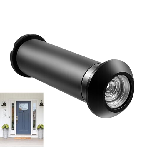 180 Wide Door Peephole Adjustable Spy Hole for Front Door Peephole for Front Door for Home Hotel Office Safety Fits Door Thickness 35-60mm (Black Ordinary Observation Lens)