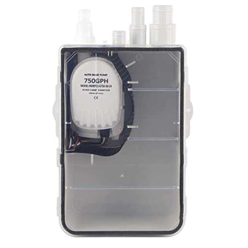 BORDSTRACT Boat Shower Sump Pump Box, DC 12V/24V 750GPH Shower Sump Pump, Automatic Switch Bilge Drain Box Multi Inlet, for Marine Boat Yacht G750?01(24V)