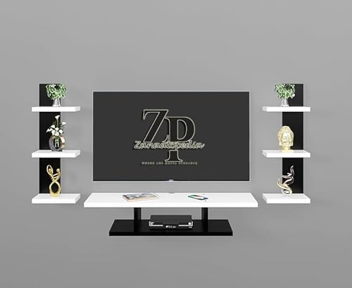 Zanaatopedia TV Entertainment Unit for Living Room/TV Stand Wall Mount/Engineered Wood TV Panel/Set-Up Box Holde/TV Cabinet for 43″ LCD Tv 24×16 with 2 Ladder(White and Black) Zanaatopedia TV Entertainment Unit for Living Room/TV Stand Wall Mount/Engineered Wood TV Panel/Set-Up Box Holde/TV Cabinet for 43″ LCD Tv 24×16 with 2 Ladder(White and Black)